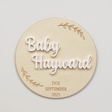 Load image into Gallery viewer, Pregnancy Announcement Circle Plaque